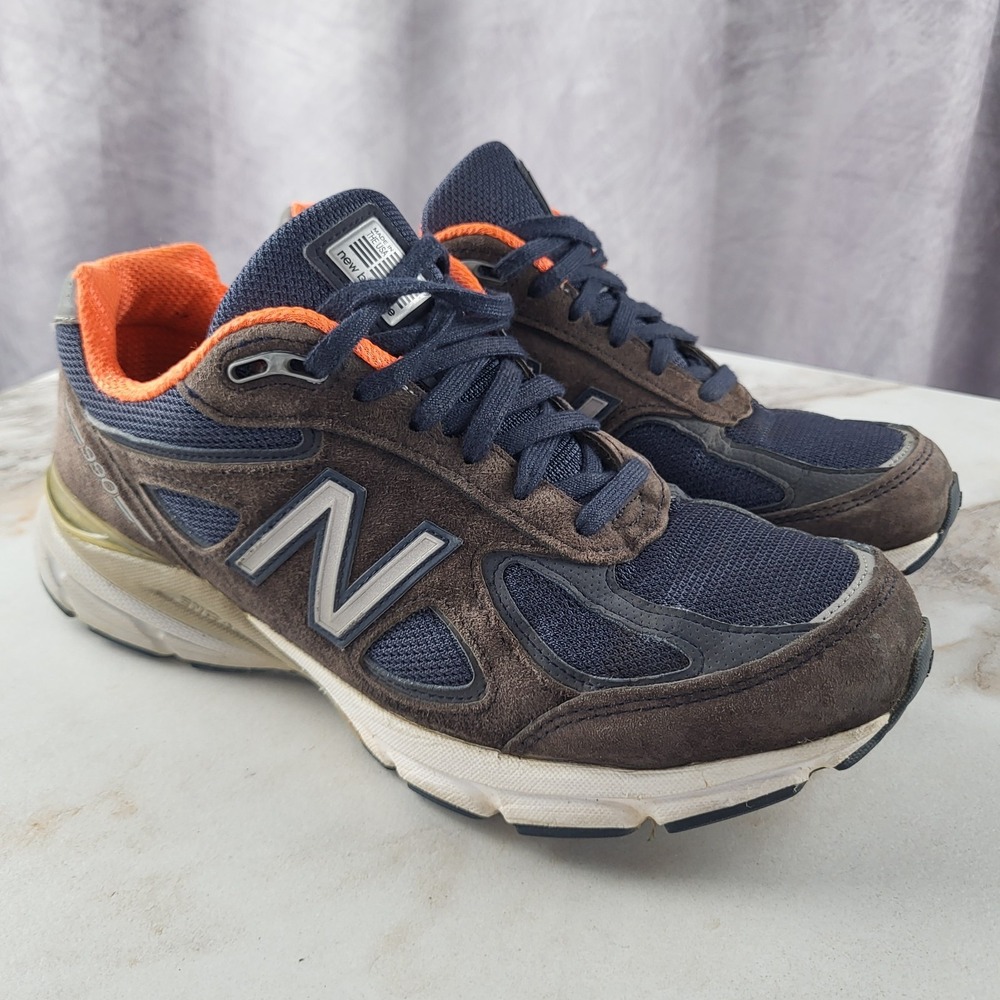 New Balance 990v4 Navy Blue Brown Suede Women's Size 8.5